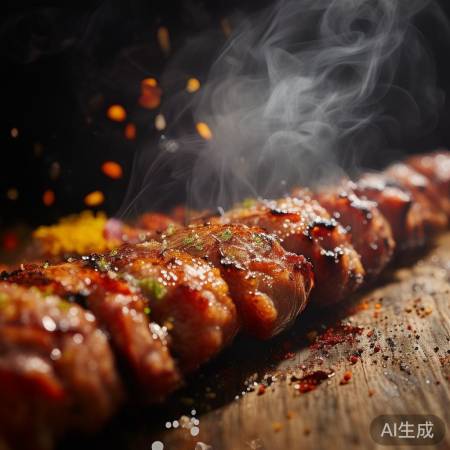 烤肉串，香嫩多汁，调料随心。