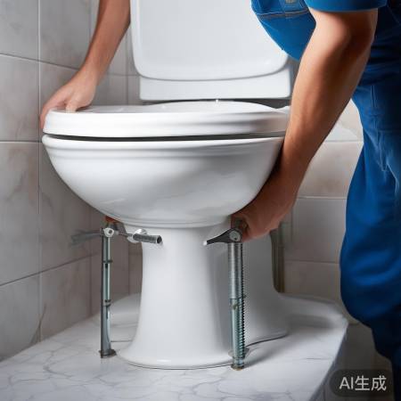 马桶本体安装，拧紧螺丝，放正马