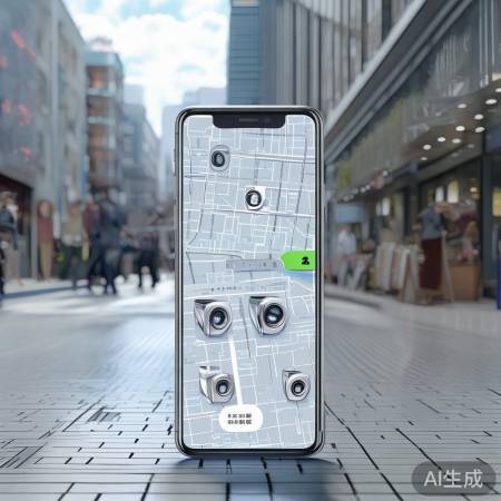 APP搜渔梁围，洗衣机地图标