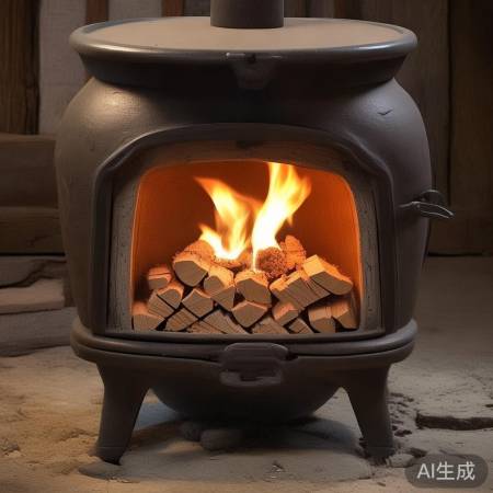 柴火灶心脏燃烧，分层充分燃烧
