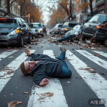 男子斑马线被连撞奇迹生还